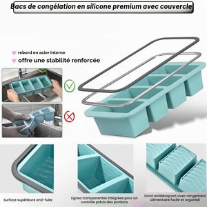 Fresh-keeper Lid Square Food Freezer Storage Mold Silicone Lattice Lunch Box for Daily Fresh-keeping - Product Image 2