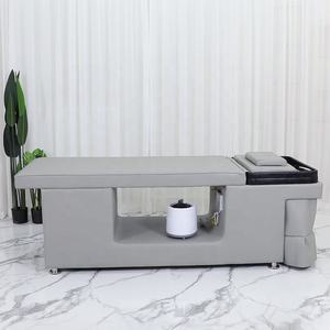 Chaise de lavage professionnelle pour salon de coiffure et institut de beauté avec chauffe-eau à circulation, usage extérieur, revêtement en cuir PU, cuvette en céramique, durable - Product Image 4
