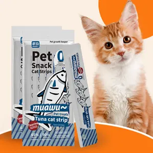 מפעל מואו סיטונאי 10 גרם רצועת חתול חטיפי חתלתולים טונה/עוף/סלמון/בשר בקר בטעם טעים לחתול מזון רטוב לחתולים פינוקים