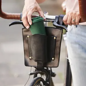 聚氨酯皮革可拆卸自行车前挂袋水瓶自行车包皮革自行车咖啡杯架