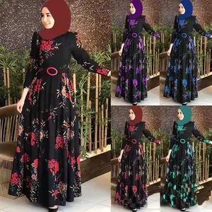 Toptan moda fabrika toptan müslüman bayanlar baskılı elbise moda şişman kadın Abaya elbise
