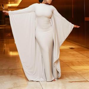 Robe longue moulante élégante pour femme, couleur unie, manches chauve-souris, en promotion - Product Image 2