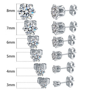 Stainless Steel Crown <b>Stud</b> <b>Earrings</b> Multi Color Zircon Claw Setting 0.8x11mm Women's Jewelry Gift Fashion <b>Earrings</b> - Product Image 2