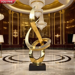 Youfine Nhà cung cấp nhà máy tùy chỉnh ngoài trời BIỆT THỰ VƯỜN kim loại khác nhau nghệ thuật trừu tượng thép không gỉ tác phẩm điêu khắc gương đánh bóng - Product Image 5