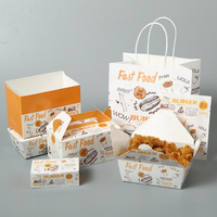Pochettes en papier jetables biodégradables pour plats à emporter, emballages personnalisés pour frites, ailes de poulet, hamburgers, contenants pour la restauration rapide