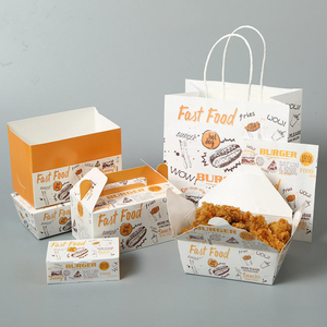 Kemasan Makanan Sekali Pakai Ramah Lingkungan dari Kertas, Lipat, Custom untuk Kentang Goreng, Sayap Ayam, <span class=keywords><strong>Burger</strong></span>, Wadah Makanan Cepat Saji - Product Image 1