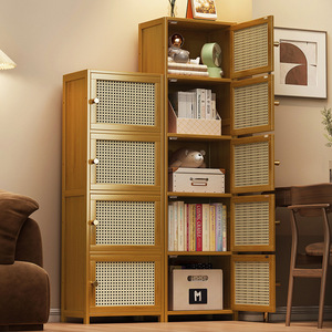 Librería Moderna de Bambú de Estilo Chino, a Prueba de Polvo, con Puerta, Combinación <span class=keywords><strong>Vertical</strong></span>, Mueble de Almacenamiento Estrecho para el Hogar - Product Image 3