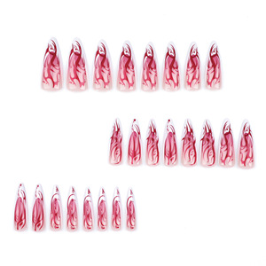 <span class=keywords><strong>Uñas</strong></span> postizas acrílicas mecánicas estilo <span class=keywords><strong>Halloween</strong></span> al por mayor, 24 unidades, de almendra, stiletto, mariposa, largas - Product Image 3