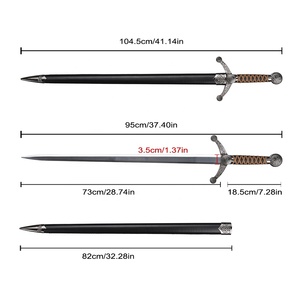 Espada celta Claymore de 41 pulgadas, estilo europeo, escocesa, irlandesa, gallega, medieval, de caballero, con hoja de acero 440ss sin afilar, réplica de arma real. - Product Image 2