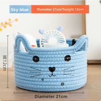 Panier de rangement en corde de coton tressée, écologique, multifonctionnel, au design moderne et épuré, en forme de tête de chat, gain de place, avec poignée