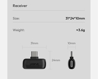 Mikrofon Lavalier Nirkabel Ulanzi A200 untuk Rekaman Audio Video, Peredam Kebisingan, Mini Mic untuk iPhone 16 15 Ponsel Android
