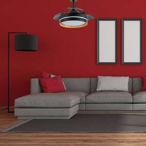 พัดลมดีซี 48 วัตต์ สีดำ/สีไม้เข้ม, 3 ใบพัด, 4800 ลูเมน, 3000-4500-6000 คีลูเมน, รีโมทคอนโทรล, หน่วยความจำ, ตัวตั้งเวลา - เหมาะสำหรับ - Product Image 1