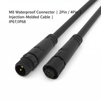Câble d'extension étanche OEM M8 IP67 2 broches 3 broches 4 broches Contacts en cuivre Nominale 250V Connecteurs mâle femelle