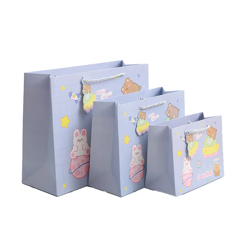 Shopping Gift Paper Kids Jacket borsa per indumenti in pizzo borsa per la spesa riutilizzabile riciclata carina borse per la spesa pieghevoli per cartoni animati