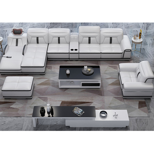 Conjunto de Muebles Reclinables Modernos y Funcionales para Sala de Estar, en Forma de L, Modulares, Seccionales, de Cuero de Lujo - Product Image 5