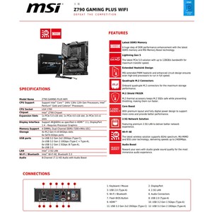 เมนบอร์ด NEW Z790 Gaming Plus WiFi ATX LGA1700 DDR5 Z790 Gaming Plus Wifi - Product Image 6