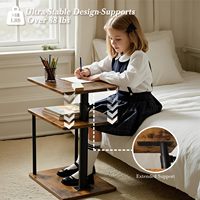 Table d'appoint vintage rotative à 360° avec étagère de rangement, réglable en hauteur, imperméable, à un seul niveau, ouverte, pour petits espaces, en fer