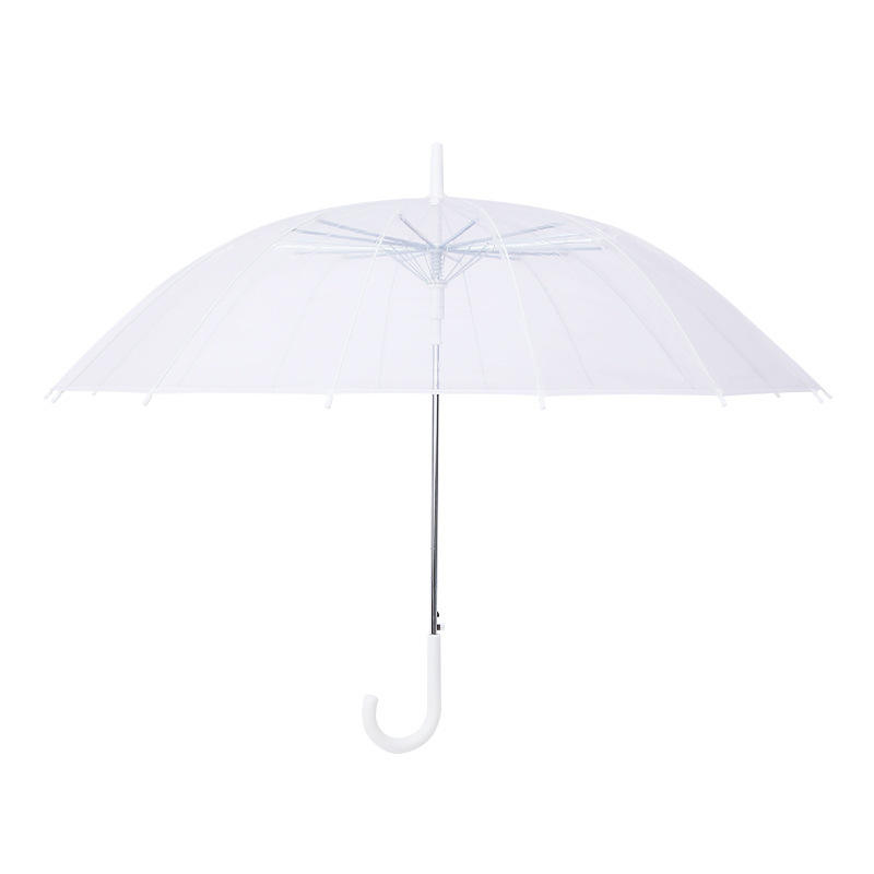 Parapluie transparent en fibre de verre à 16 os, blanc et épais