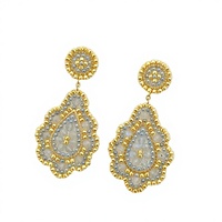 Boucles d'oreilles pendantes en forme de goutte d'eau, faites à la main, tendance bohème, en pierre naturelle, en acier inoxydable, bijoux haut de gamme pour femmes, cadeau, vente en gros