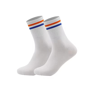 High Quality Custom Triple Stripped Design Thick Cushioned Sports <b>Socks</b> for Youth Antislip Hiking <b>Black</b> Bottom Scrunch Woven - Product Image 2