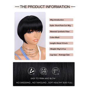 FH Wholesale Natural <b>Black</b> Short bob High Temperature Synthetic <b>Wigs</b> - Product Image 2