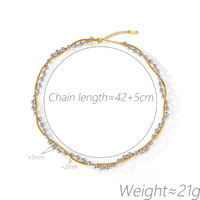Colliers en acier inoxydable plaqué or 18 carats, double couche, bicolores, géométriques, avec perles serpent, résistants au ternissement et imperméables, vente en gros