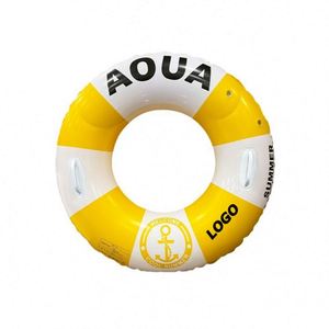 Striped Double Airbag Swim Ring Adult <b>Inflatable</b> Arm Floats for Water Safety with Handles - Product Image 1