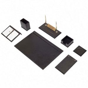 9-Piece Luxury PU Leather Desk Set Office Organizer & Accessories with Desk Pad & Name Tag in Mesh Style - Product Image 1