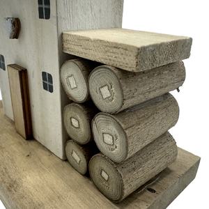 الشتاء 3D ندفة الثلج على شكل منزل طاولة مكتب صغير الخشب الحرفية الصغيرة كوخ خشبي الحلي مع شجرة صغيرة - Product Image 5