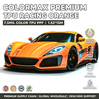 Film de protection de peinture automobile (PPF) en TPU hydrophobe auto-réparant, épaisseur 7,5 mil, couleur orange racing, vente en gros