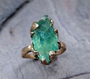 Anello in vera meteorite, set di anelli in meteorite verde martellato in silicone, anelli di coppia coordinati per matrimonio - Product Image 6