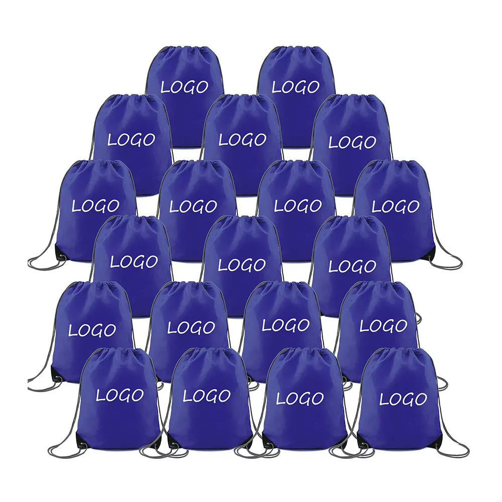 Üretici promosyon polyester ipli çanta logo çanta yeniden kullanılabilir ve dayanıklı büzmeli sırt çantası