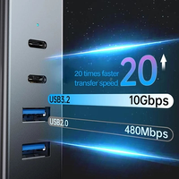 Adaptateur Hub USB 3.2 USB-C 3.2 en métal à 4 ports pour ordinateurs portables, smartphones, tablettes, consoles de jeux avec compatibilité souris et clavier