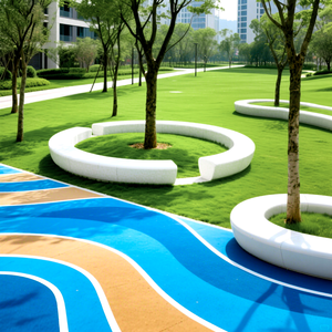 Banc décoratif en béton G004 GRC pour espace public, loisirs, artistique, résistant aux intempéries, paysage urbain extérieur, chaise de repos, chaise d'attente - Product Image 4