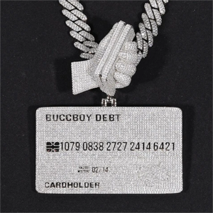 VOAINO Ciondolo Hiphop Tempestato di Diamanti a Forma di Carta di Credito in Oro 9K 14K 18K Gioielli Hip Hop Ciondolo Personalizzato da Uomo Idea Regalo - Product Image 3