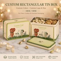 Boîte en étain rectangulaire personnalisée, de qualité alimentaire, pour l'emballage de chocolats, biscuits, baklavas sucrés