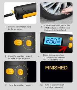 Compresseur d'air portable, <span class=keywords><strong>pompe</strong></span> à vélo pour voiture, moto, ballons, batterie externe, 150 psi, haute pression, pompes électriques pour vélo - Product Image 4