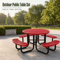 Ensemble de table et de chaises de jardin en acier recouvert de plastique, meubles de patio extérieur, résistant à la rouille, imperméable, pour cour arrière, véranda