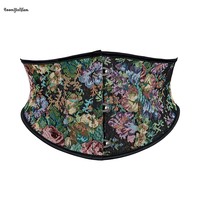 Venta al por mayor mujeres maduras Rosa patrón gótico cintura Shapewear Copa Abierta cintura Cinchers encaje hasta deshuesado debajo del pecho corsé con 3 Busk