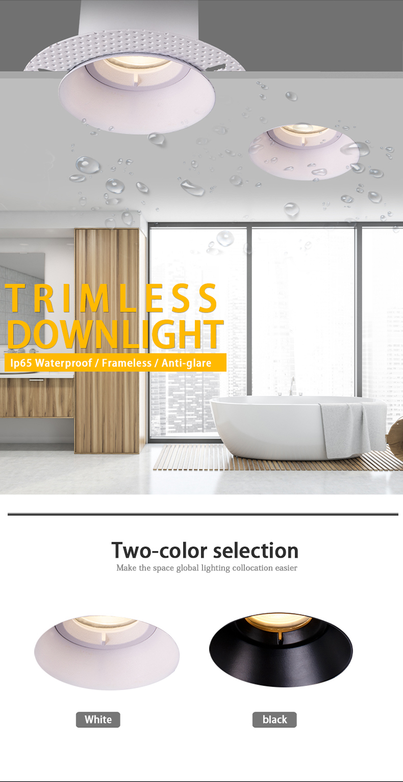 Custom GU10 Fire Rated Anti Glare Trimless Downlight Fixtures For Hotel Showroom