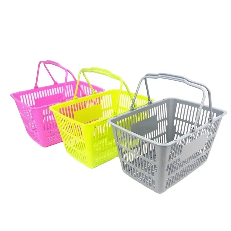 Cesta de plástico para compras de 10l, mini cesta ecológica para superfície, 2 alças, pp