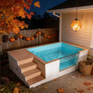 Swimming <b>Pool</b> with Retractable Cover and Integrated Waterfall Fountain Feature for Backyard <b>Pool</b> - Product Image 1