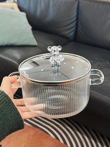 <strong>New</strong> Style Heat Resistant Glass Cooking Pot <strong>Set</strong> Cookware <strong>Set</strong> <strong>Kitchen</strong> clear Glass Tea Pot Glass Simmer Pot - Product Image 4