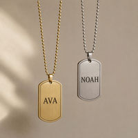 Ensemble de colliers personnalisés en acier inoxydable pour chien, pendentif gravé au laser doré 35 mm, cadeau