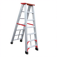 Échelle pliante en aluminium à profil A, 2x7 marches, moderne, de qualité résidentielle, large, rivetée, antidérapante, antirouille, conforme EN131, capacité 150 kg, sécurisée