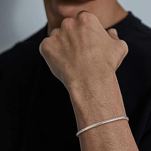 CANNER Wholesale Hip Hop 18K Gold Plated S925 <b>Sterling</b> <b>Silver</b> Bracelet Jewelry Simple Snake <b>Chain</b> Bracelet for Women <b>Men</b> - Product Image 4