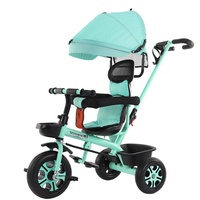 Tricycle 4-en-1 pour enfants de 1 à 5 ans avec pare-soleil, poussette bébé, pédale, chariot de poussée 10LBS, voiture, trottinette d'extérieur pliable