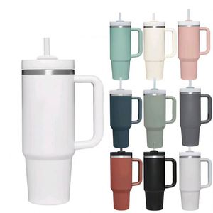Prix usine personnalisé Gobelet isotherme réutilisable en acier inoxydable de 40 oz avec poignée et couvercle à paille, Bouteille d'eau de voyage - Product Image 1