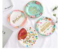 Assiettes en papier jetables rondes modernes de 7 pouces avec impression et marquage à chaud pour les fournitures de fête d'anniversaire