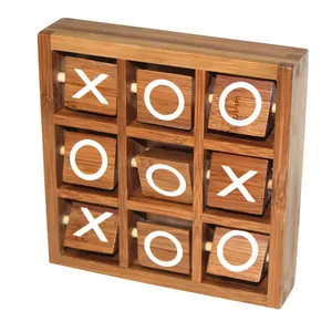 Tic Tac Toe aile oyunları klasik tahta oyunları ahşap çocuklar ve yetişkinler için Tic Tac Toe